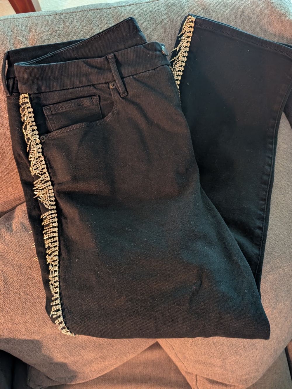 Good American Jeans with Bling Fringe Trim